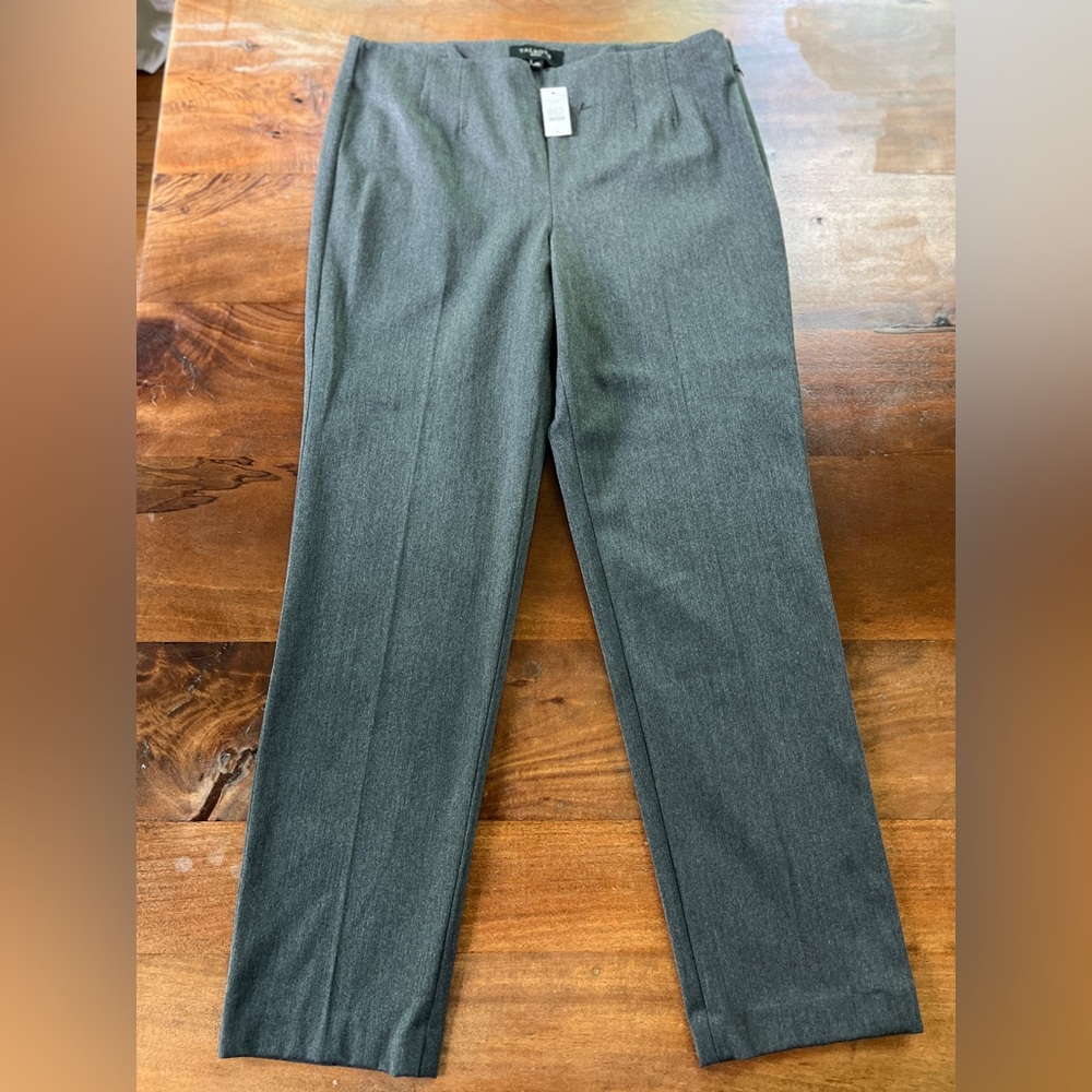 NWT TALBOTS Pintuck Bi-Stretch Skinny Ankle Pant Gray 8 petite